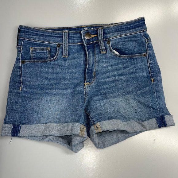 2 universal threads denim shorts size 00/24 blue red spring summer - Picture 2 of 10